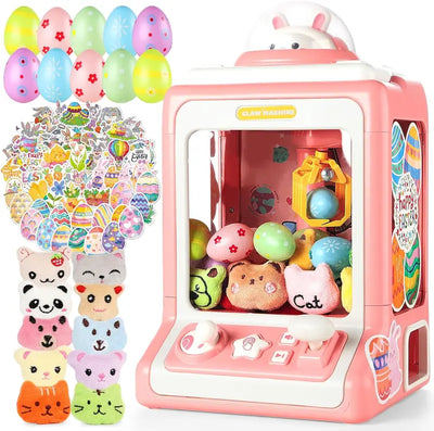 Easter Rabbit Claw Machine for Kids, Mini Vending Candy Grabber Prize Dispenser Toys for Girls, Electronic Arcade Game Christmas Party Birthday Gifts with Lights Sounds