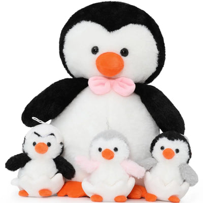 Giant Penguin Stuffed Animal 16.5" Mommy Stuffed Penguin with 3 Baby Penguin Plush Toys