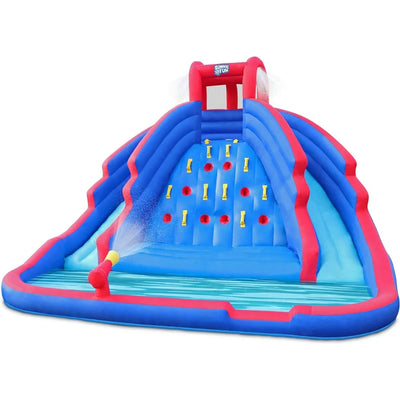 Ultra Climber Inflatable Water Slide Park Heavy-Duty for Outdoor Fun Climbing Wall, Two Slides & Splash Pool